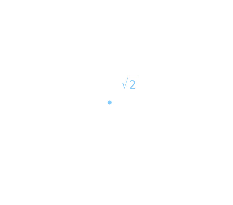 Isosceles right triangle with sides 1, 1 and hypotenuse sqrt(2)